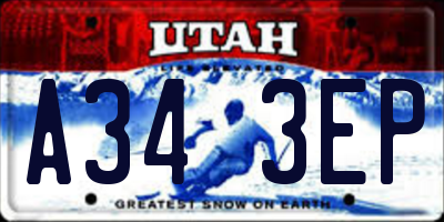 UT license plate A343EP