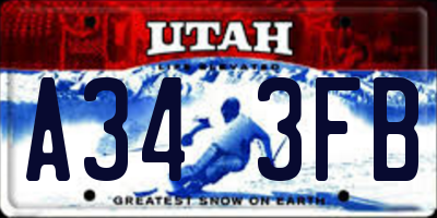 UT license plate A343FB