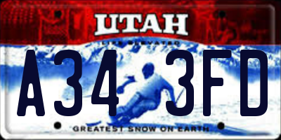 UT license plate A343FD