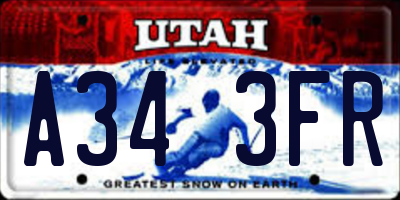 UT license plate A343FR