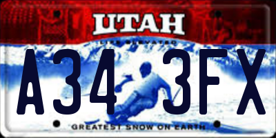UT license plate A343FX