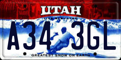 UT license plate A343GL