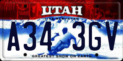 UT license plate A343GV
