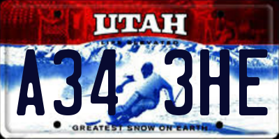 UT license plate A343HE