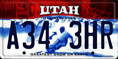 UT license plate A343HR