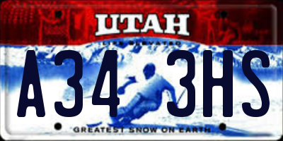 UT license plate A343HS