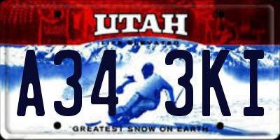 UT license plate A343KI