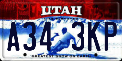 UT license plate A343KP