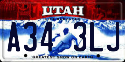 UT license plate A343LJ
