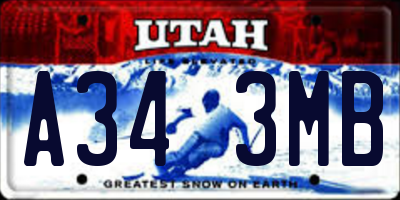 UT license plate A343MB