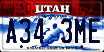 UT license plate A343ME