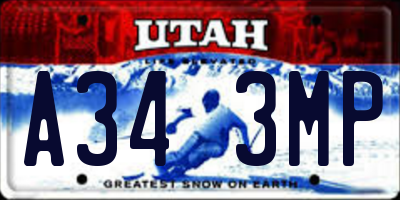 UT license plate A343MP