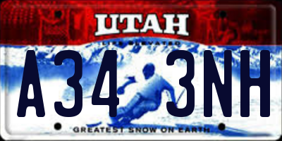 UT license plate A343NH
