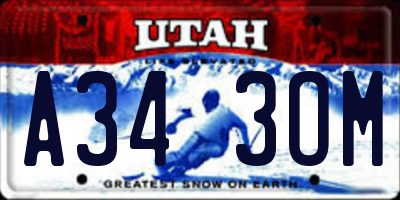 UT license plate A343OM