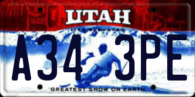 UT license plate A343PE