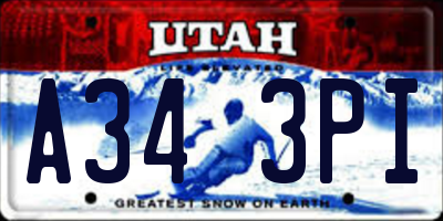 UT license plate A343PI