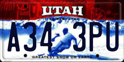 UT license plate A343PU