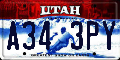 UT license plate A343PY