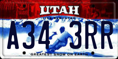 UT license plate A343RR