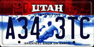 UT license plate A343TC