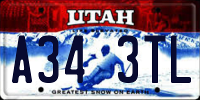 UT license plate A343TL