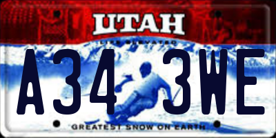 UT license plate A343WE