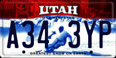 UT license plate A343YP