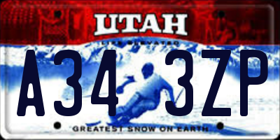 UT license plate A343ZP