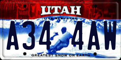 UT license plate A344AW