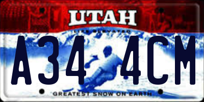UT license plate A344CM
