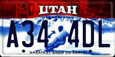 UT license plate A344DL