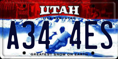 UT license plate A344ES
