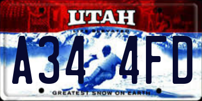 UT license plate A344FD