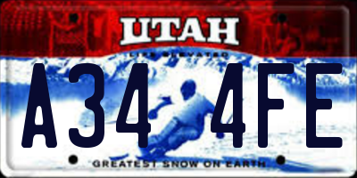 UT license plate A344FE