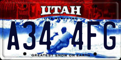 UT license plate A344FG