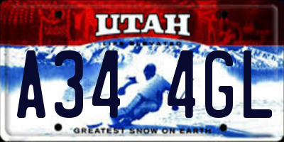 UT license plate A344GL