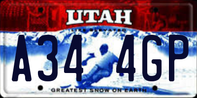 UT license plate A344GP