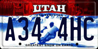 UT license plate A344HC