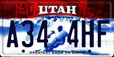 UT license plate A344HF