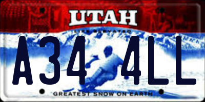 UT license plate A344LL
