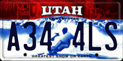 UT license plate A344LS