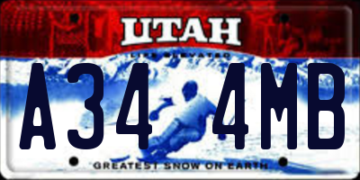 UT license plate A344MB