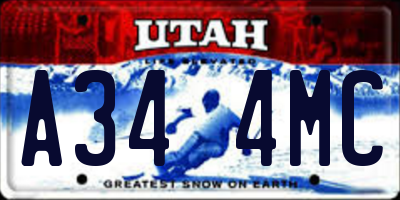 UT license plate A344MC