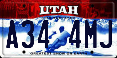 UT license plate A344MJ