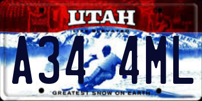 UT license plate A344ML