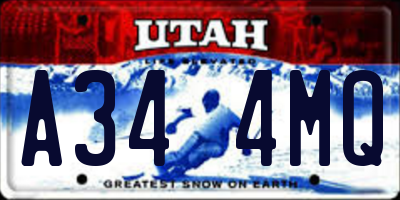UT license plate A344MQ