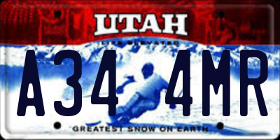 UT license plate A344MR