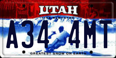 UT license plate A344MT