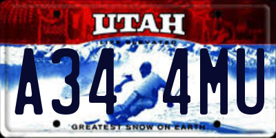 UT license plate A344MU
