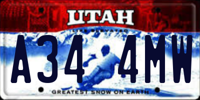UT license plate A344MW